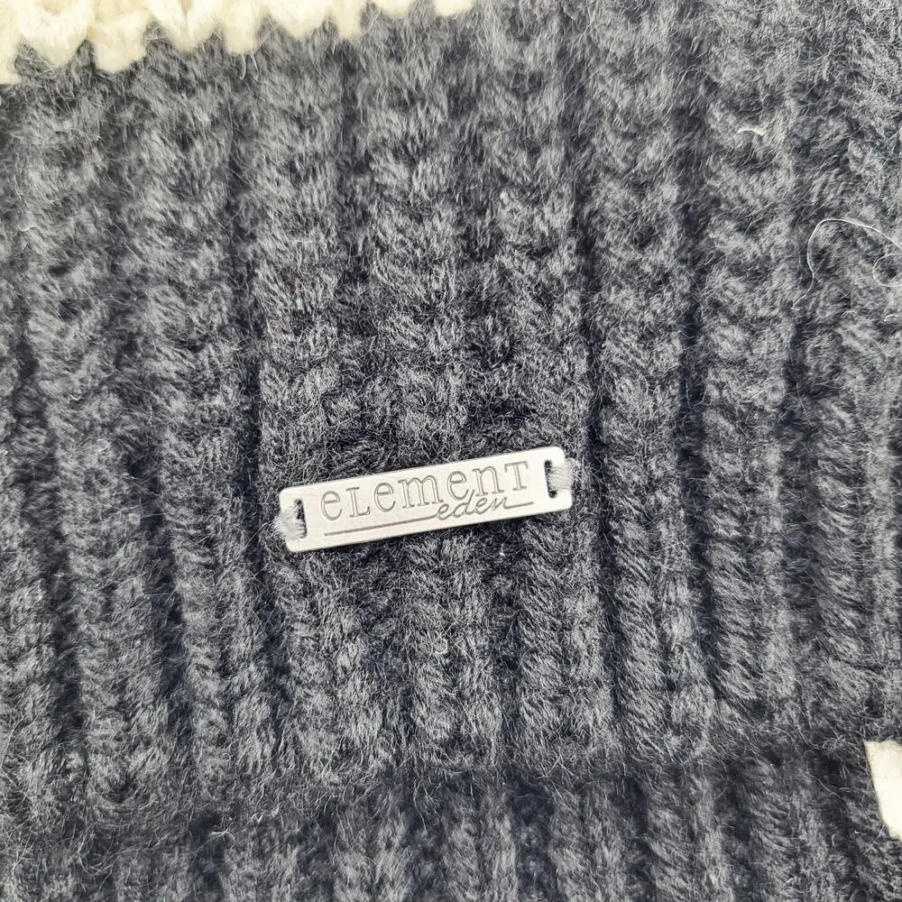 Element Eden Black & Cream Striped Knit Beanie Hat Women's - Picture 4 of 8